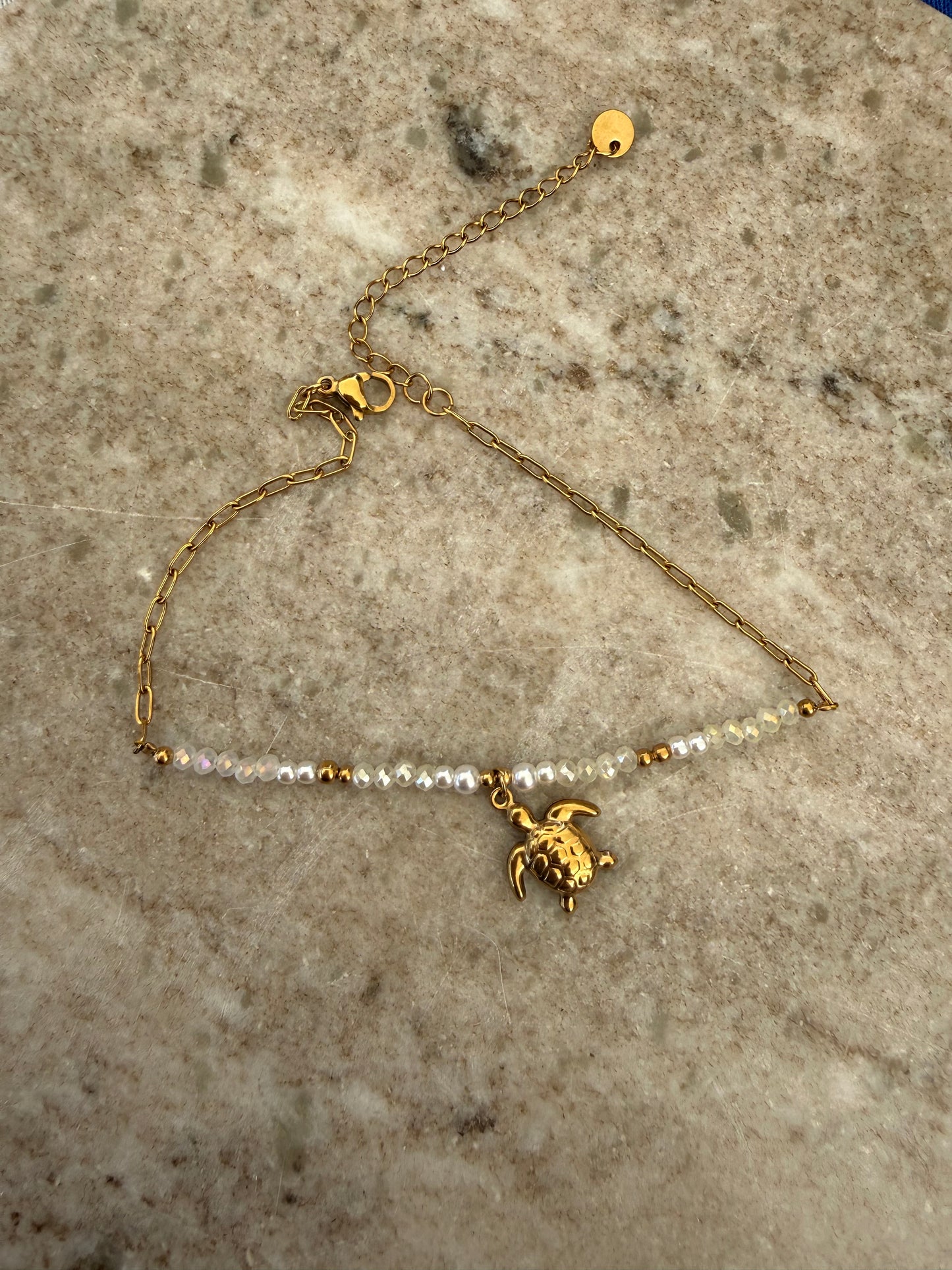 Schildpad Armband beige