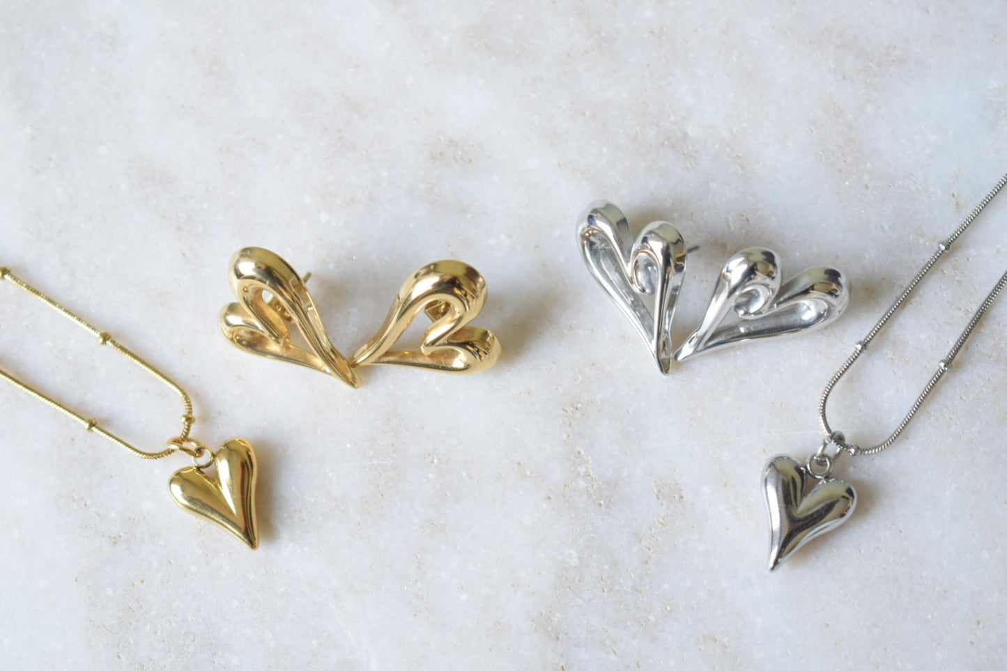 Ibiza Heart Stud Earrings Gold