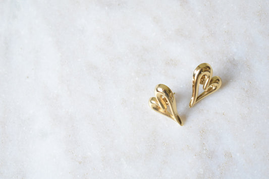 Ibiza Heart Stud Earrings Gold