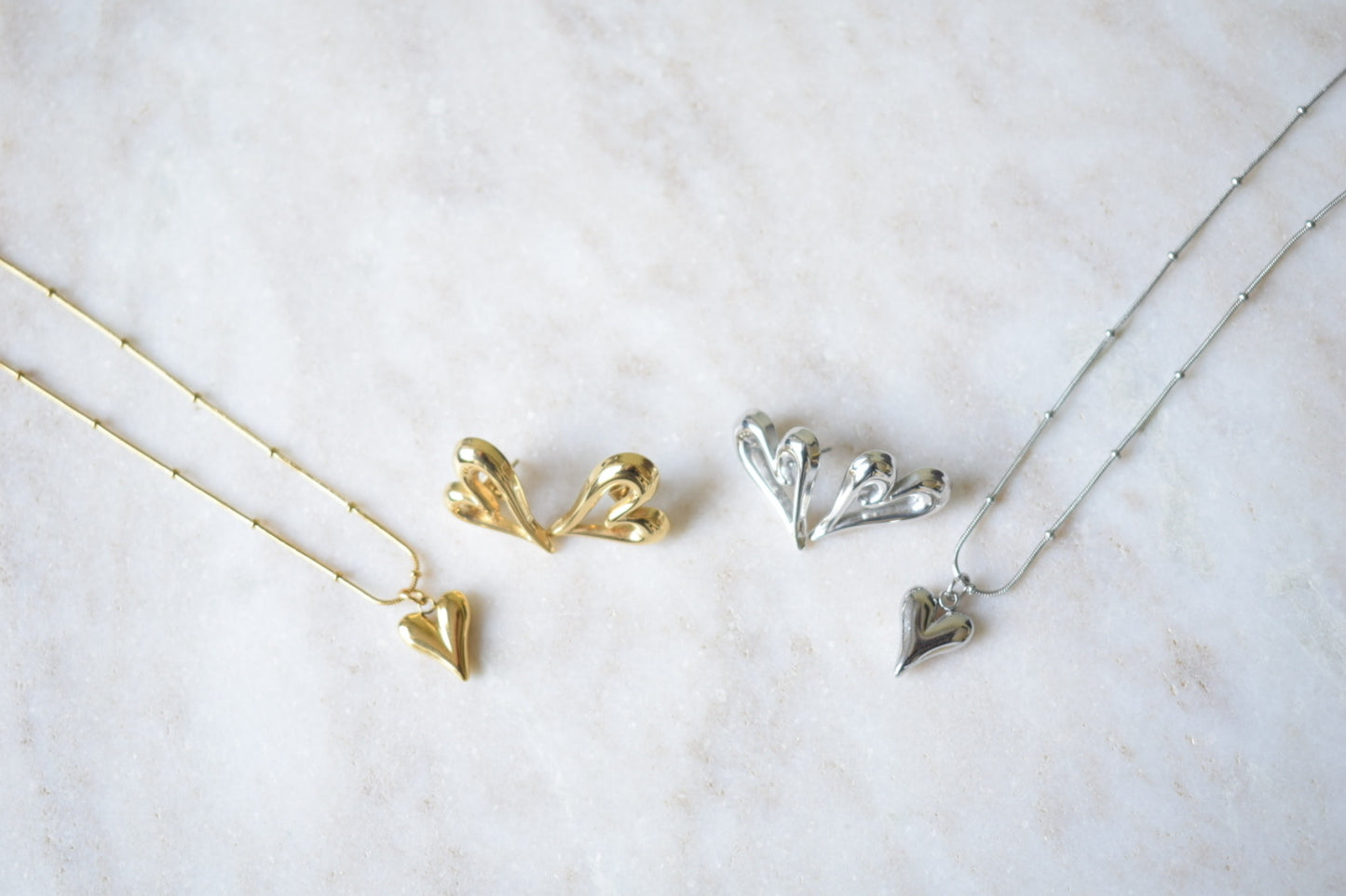 Ibiza Heart Stud Earrings Gold