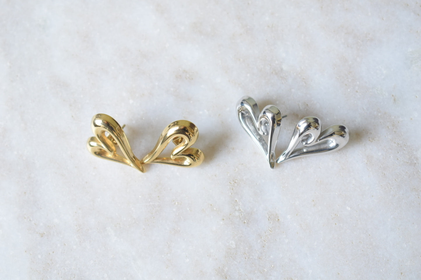 Ibiza Heart Stud Earrings Gold