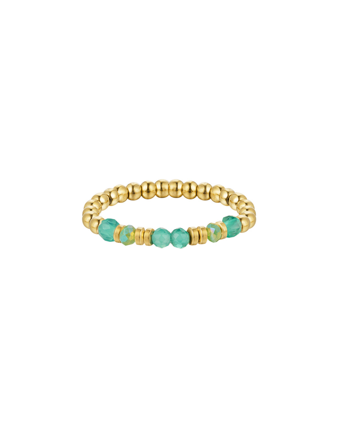 Turquoise Ring Elastiek Goud