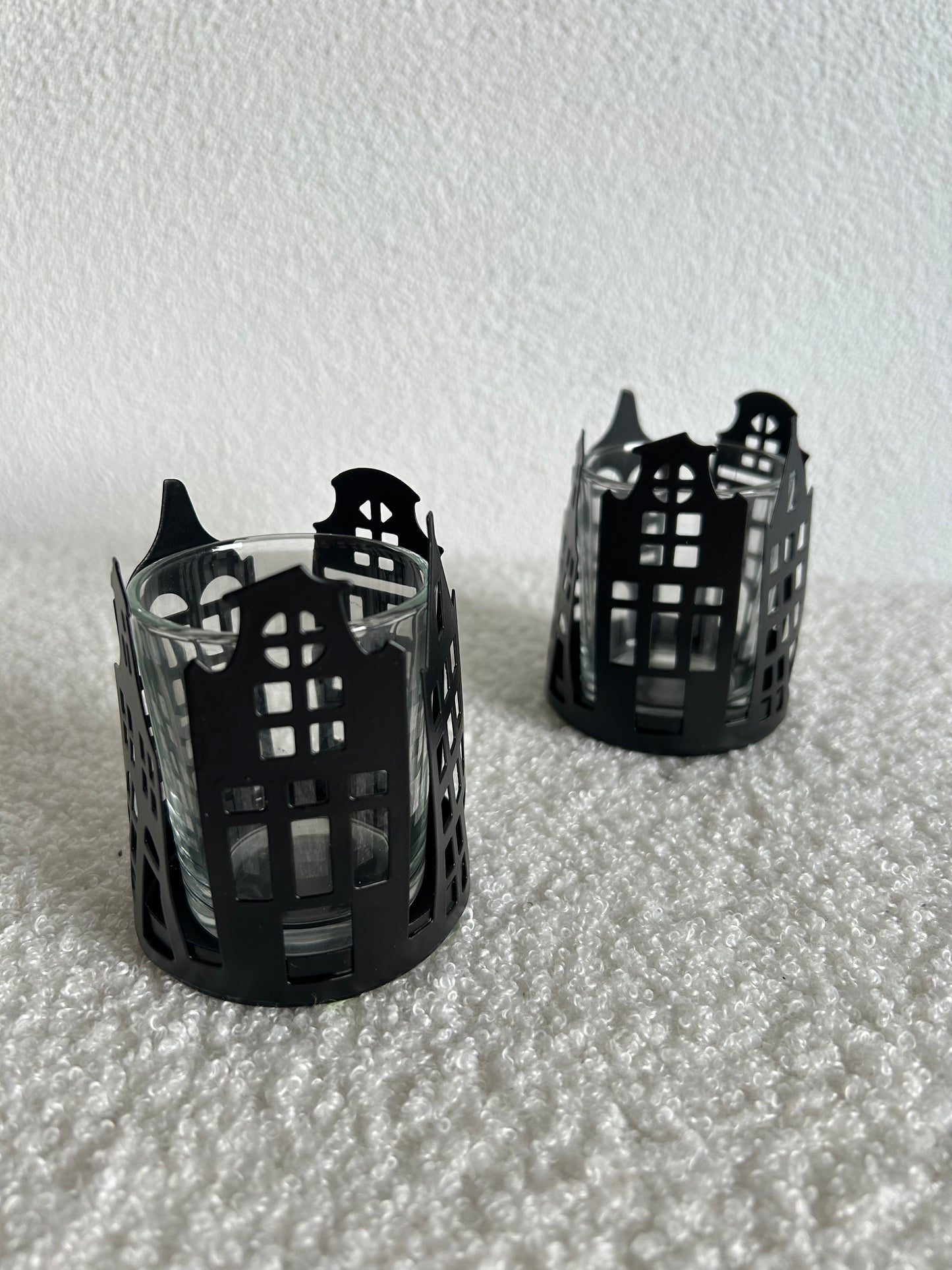 Waxinelichthouder Zwarte Huisjes