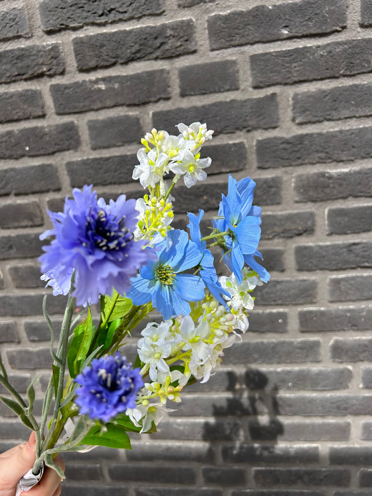 Blue Zijden Kunstbloemen Boeket