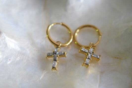 Toledo Cross Strass Earrings
