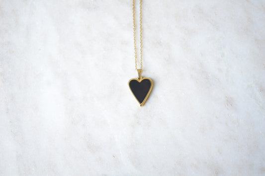 Mallorca Necklace Black Heart Gold