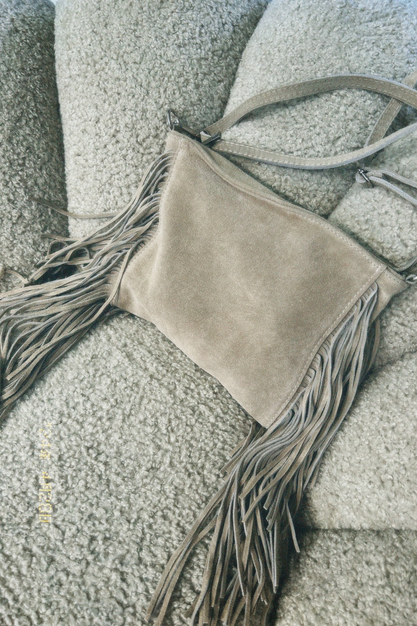 Fringe Bag Beige Suede
