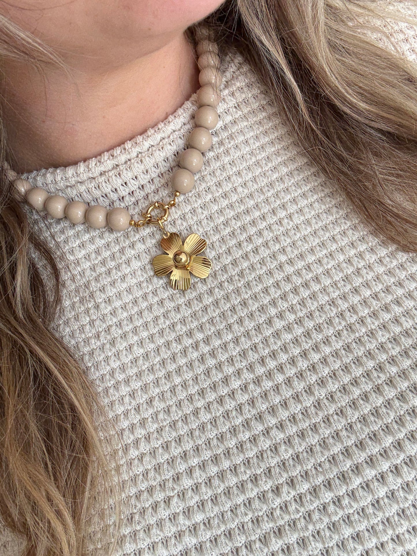 Bubble ketting beige
