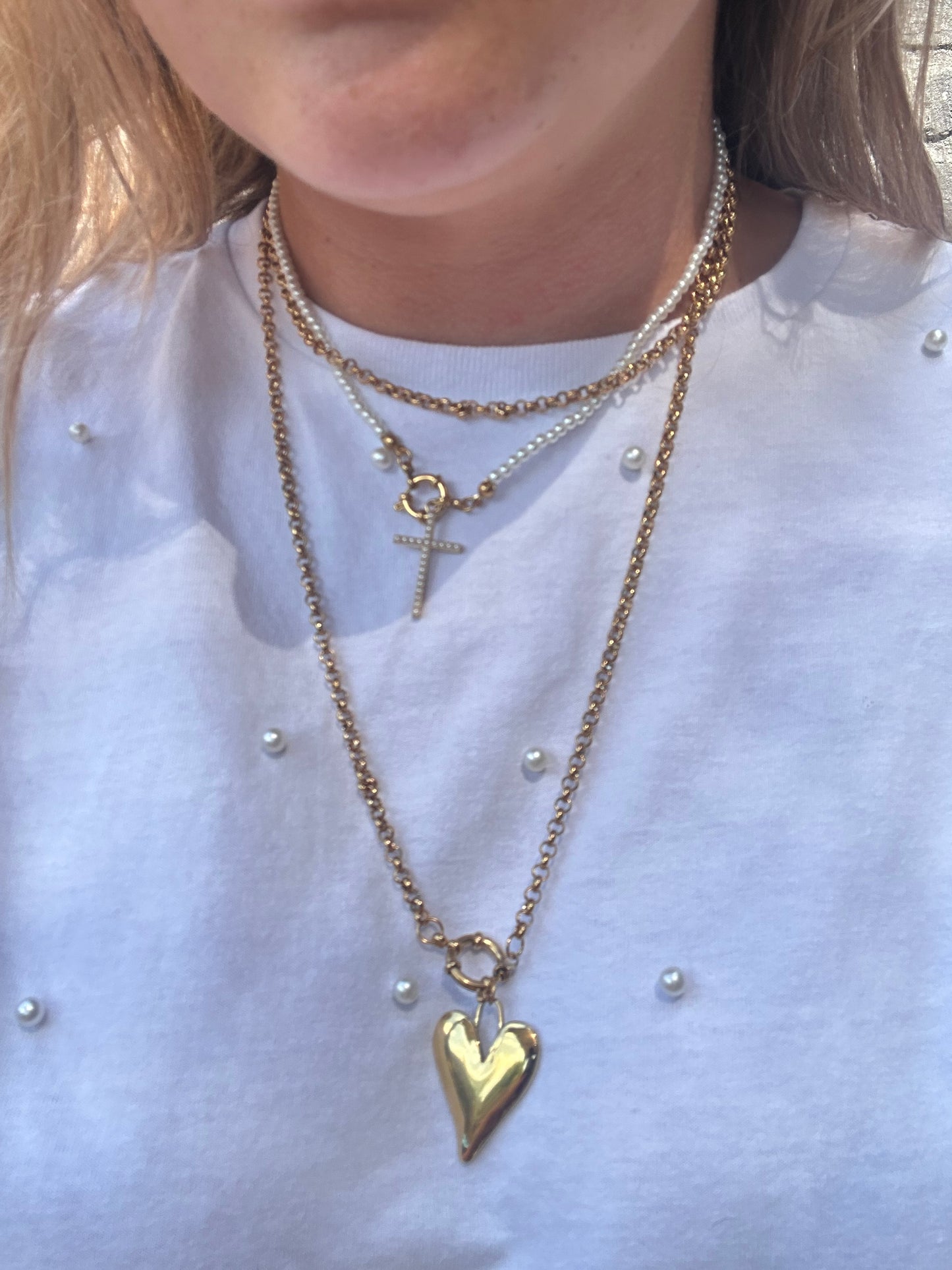 Ketting Pearls + Cross