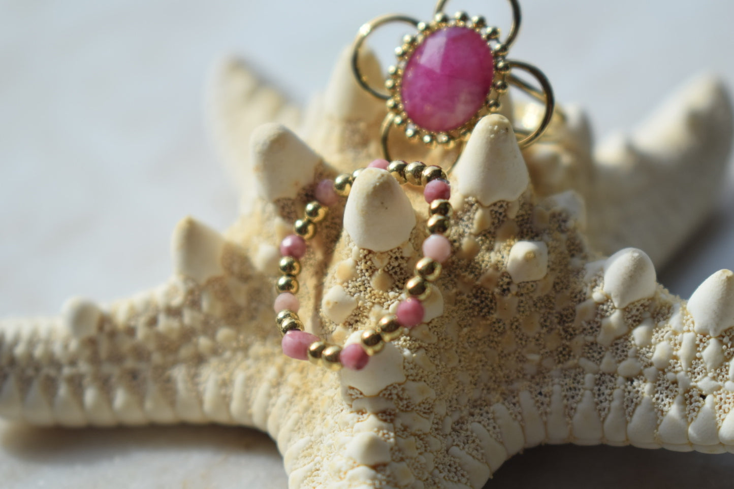 Pink Elastiek Ring Goud
