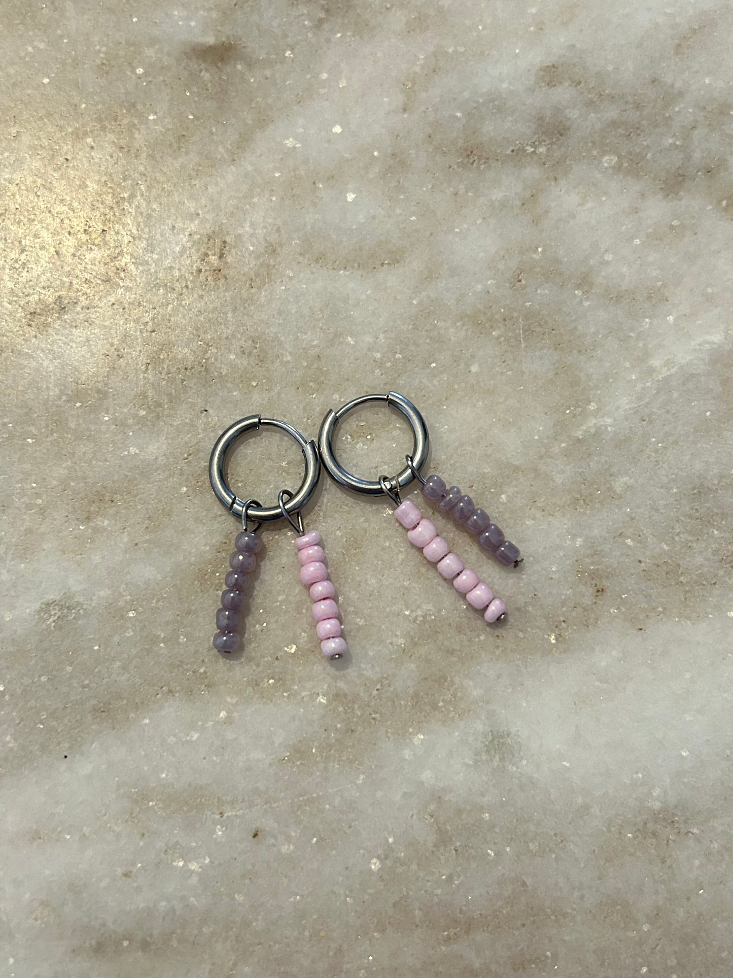 Oorbellen Zilver Lila Roze