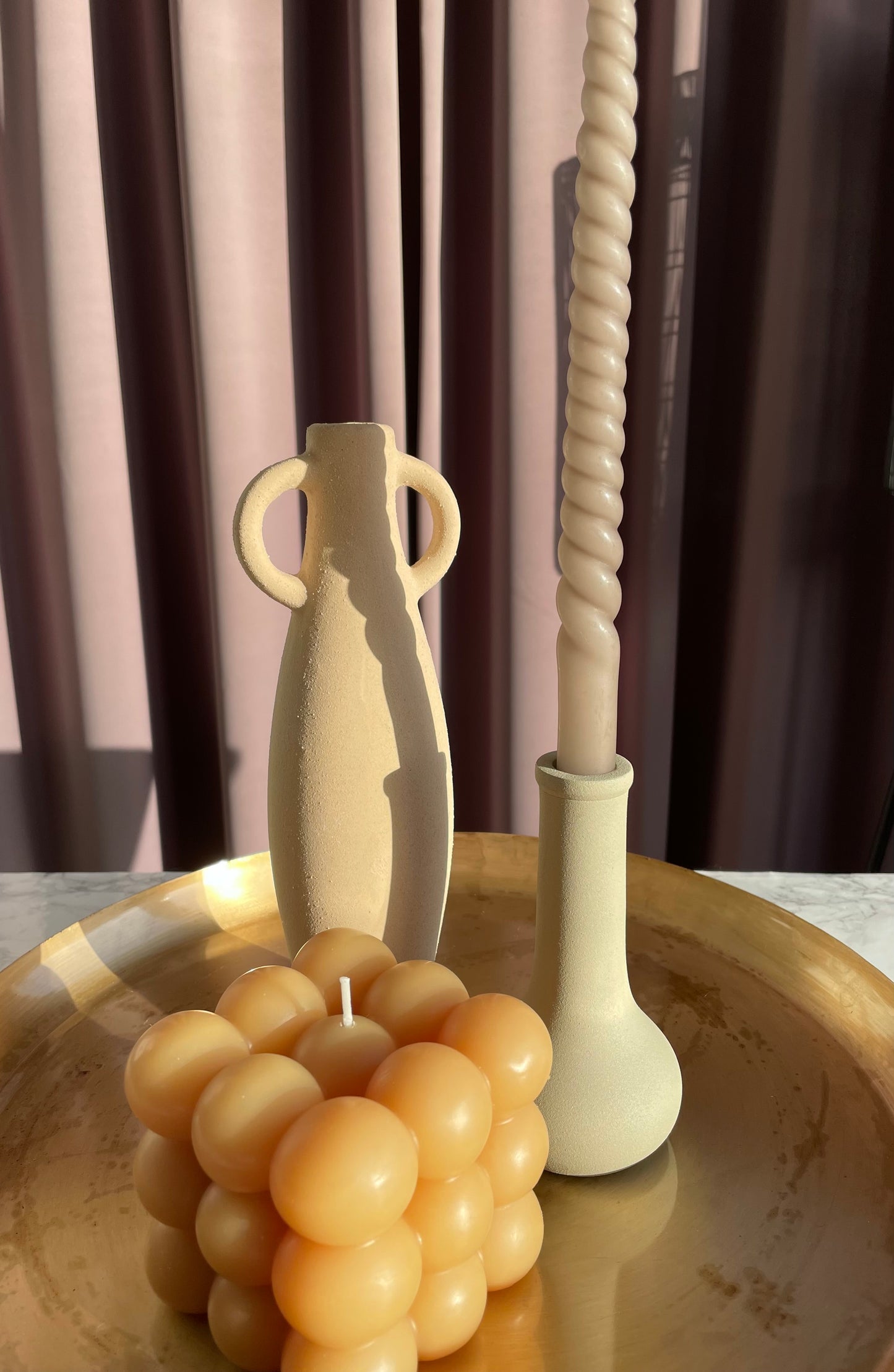 Beige kleine kandelaar