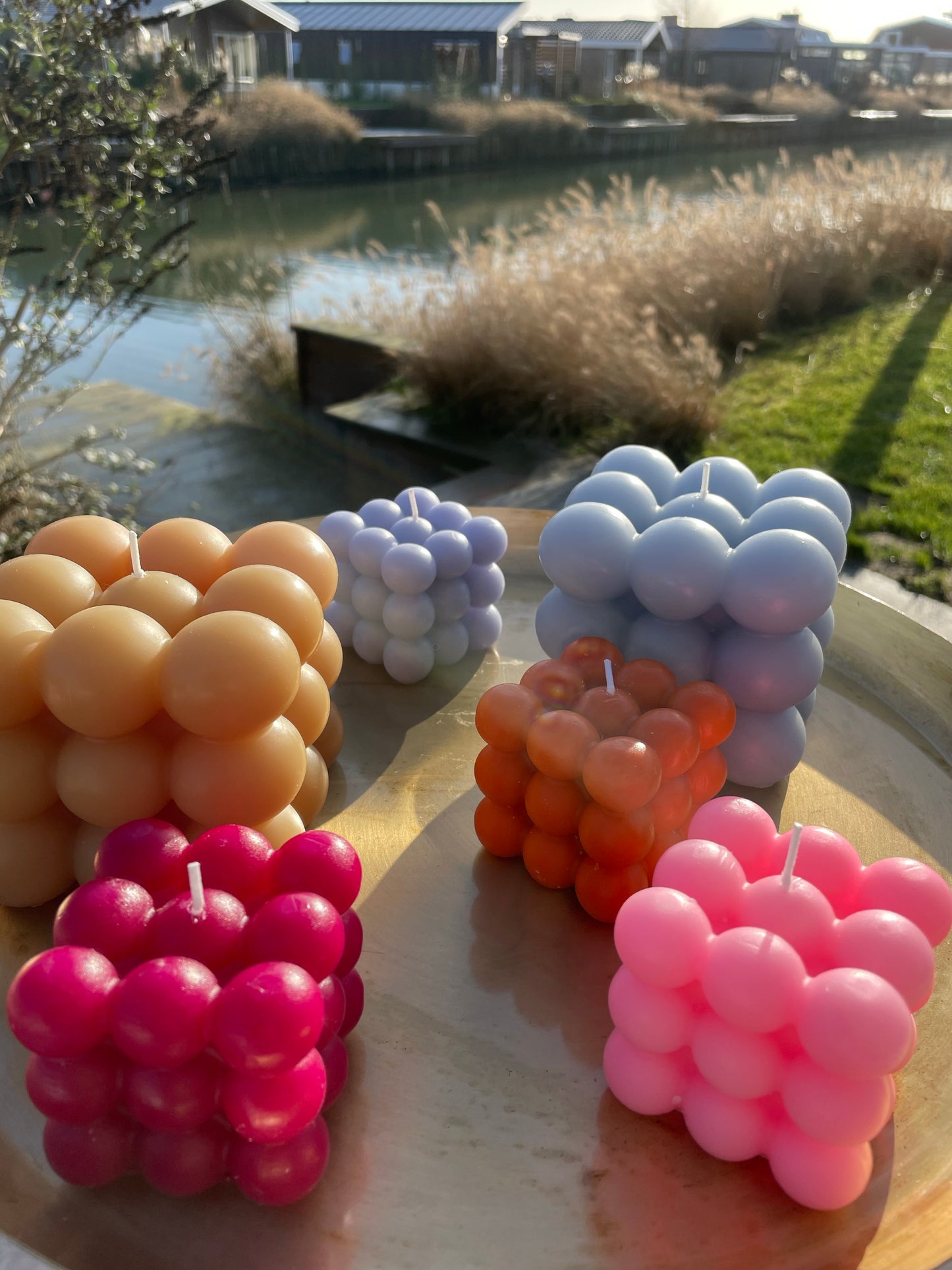 Bubble kaars small blue