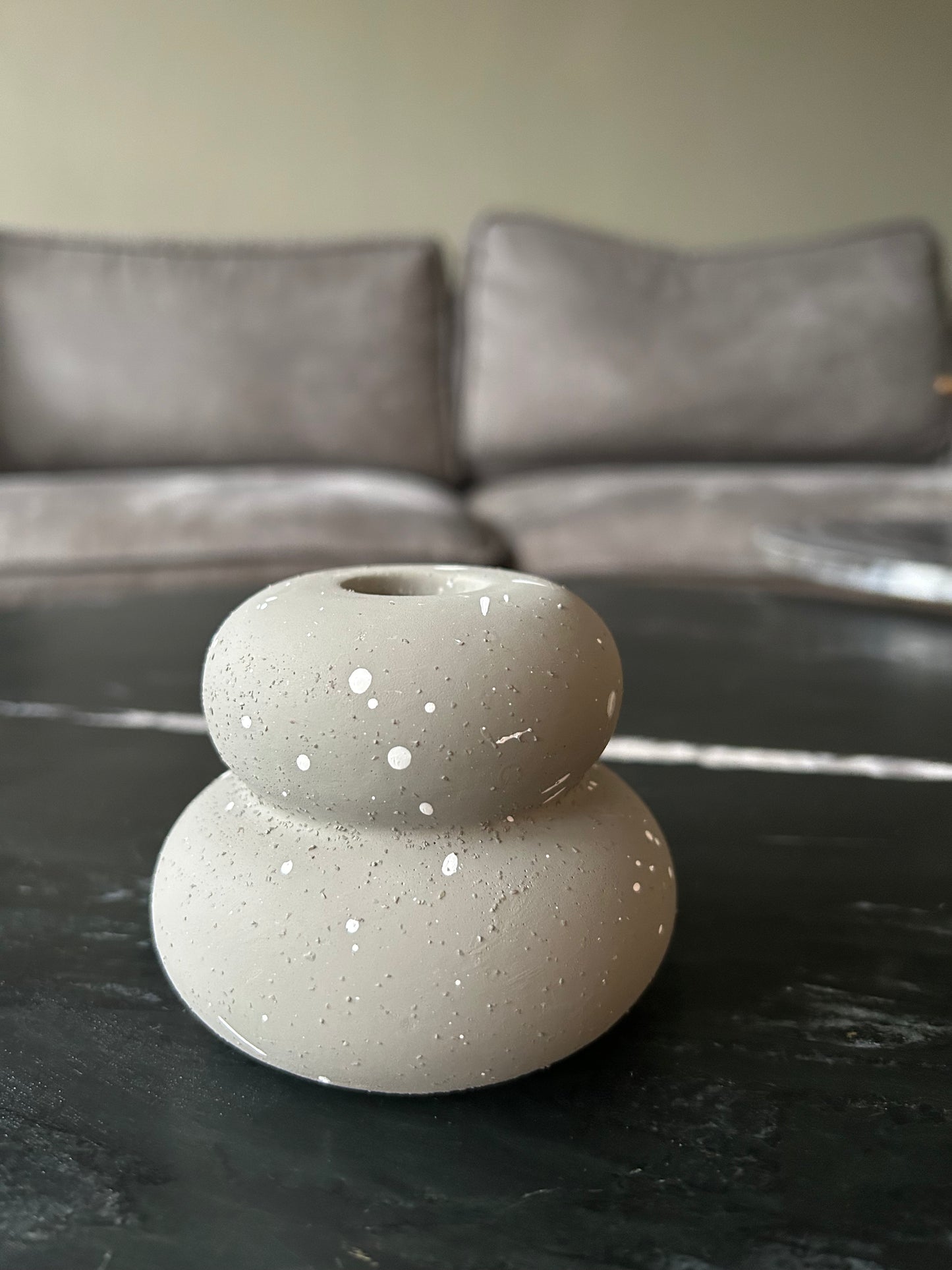Bubble kandelaar grey stip small