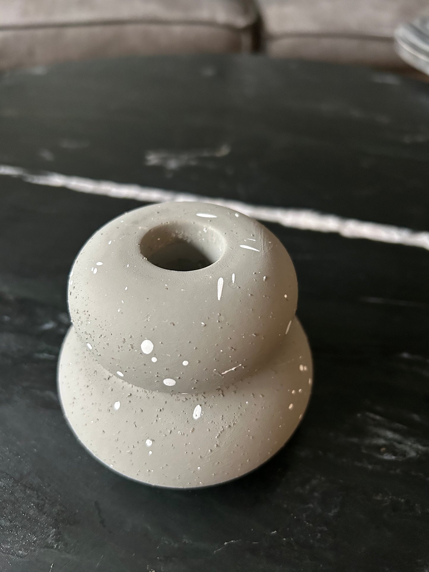 Bubble kandelaar grey stip small