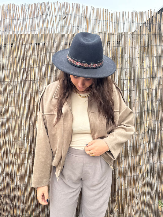 Ballon jasje suède look taupe