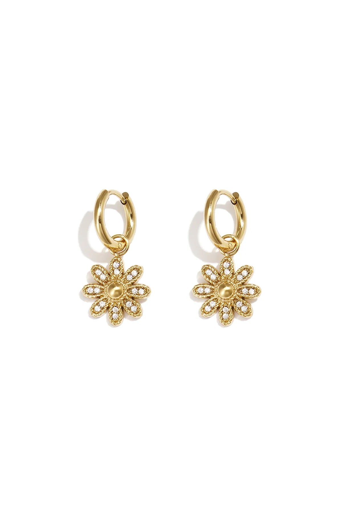 Oorbellen met hangende bloem Strass