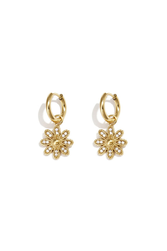 Oorbellen met hangende bloem Strass