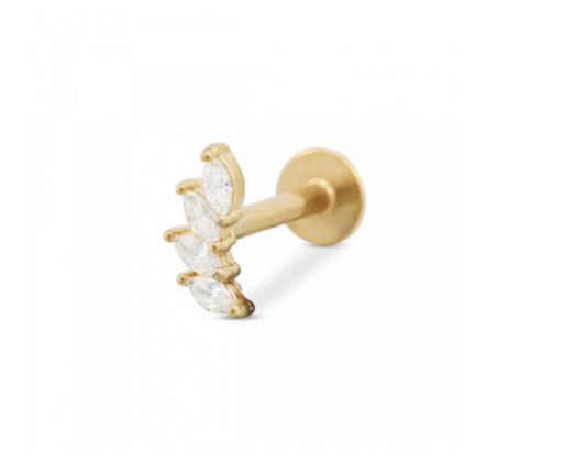 Blad Strass piercing / knopje