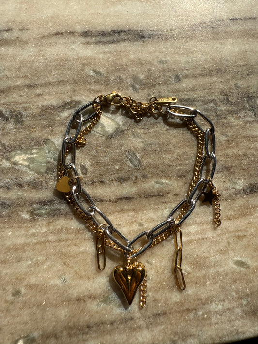 Armband chain goud zilver mix