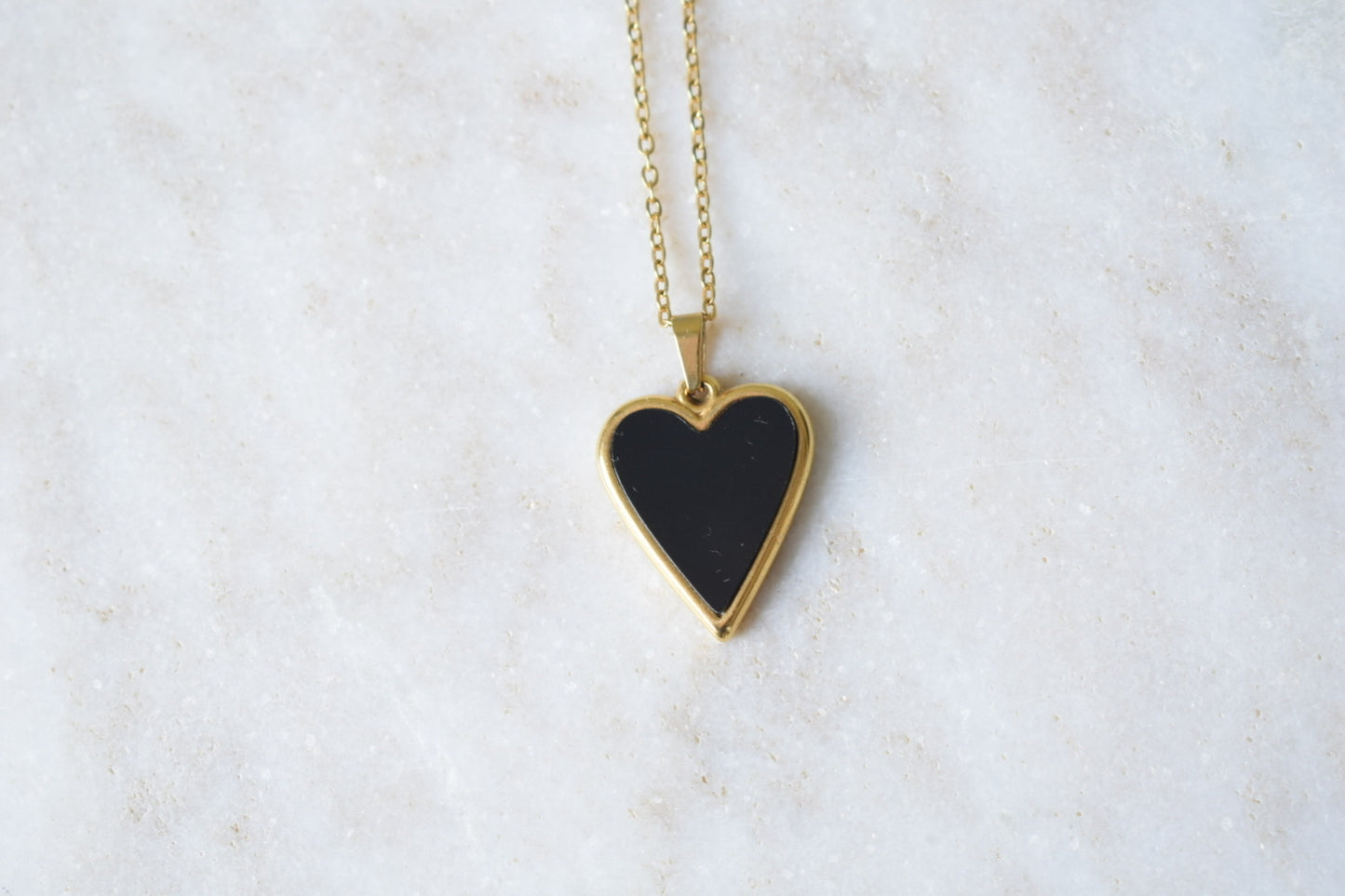 Mallorca Necklace Black Heart Gold