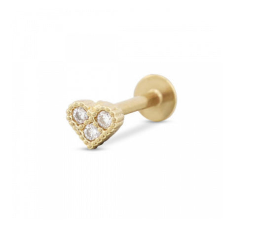 Hart steentjes piercing / knopje