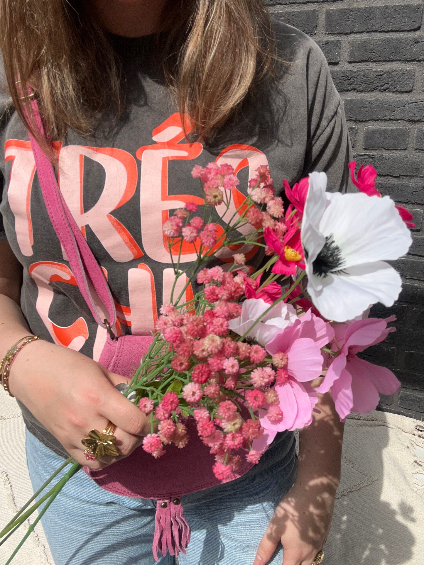 Pink Zijden Kunstbloemen Boeket